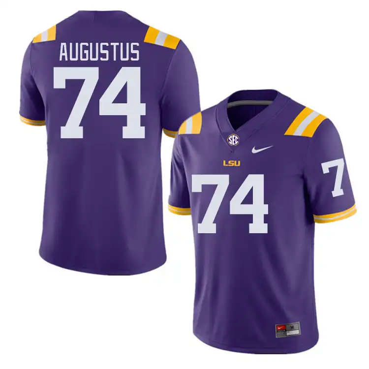 Men's LSU Tigers Braden Augustus #74 Purple NCAA Football Jersey